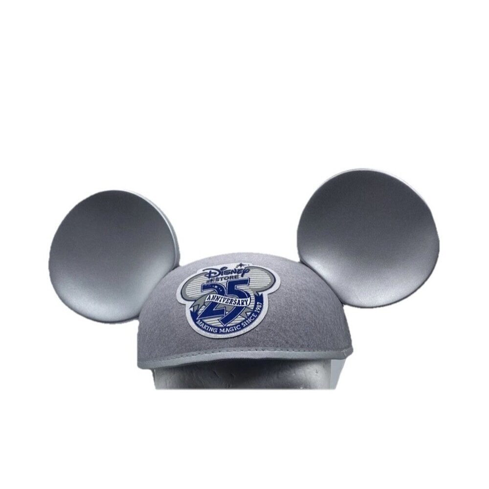 Walt Disney Store 25th Anniversary Silver Gray Mickey Mouse Ears Retro Kidcore